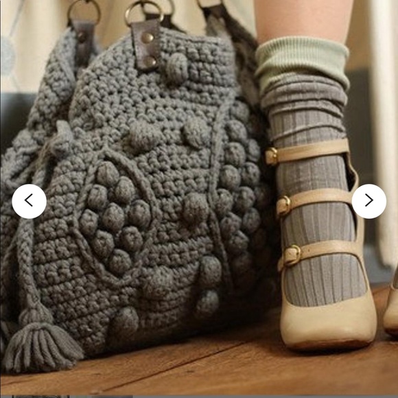 The Sak Pink Label Knitted Brown bobble textured tote bag  grannycore Bohemian - Picture 16 of 16